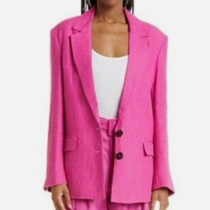 FARM RIO OVERSIZED LINEN HOT PINK BLAZER JACKET sz L